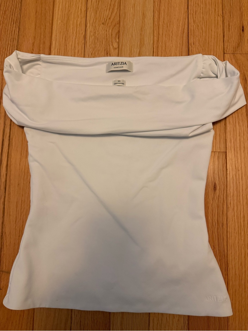 Aritzia contour White Off-the-Shoulder Foldover Tunic Top